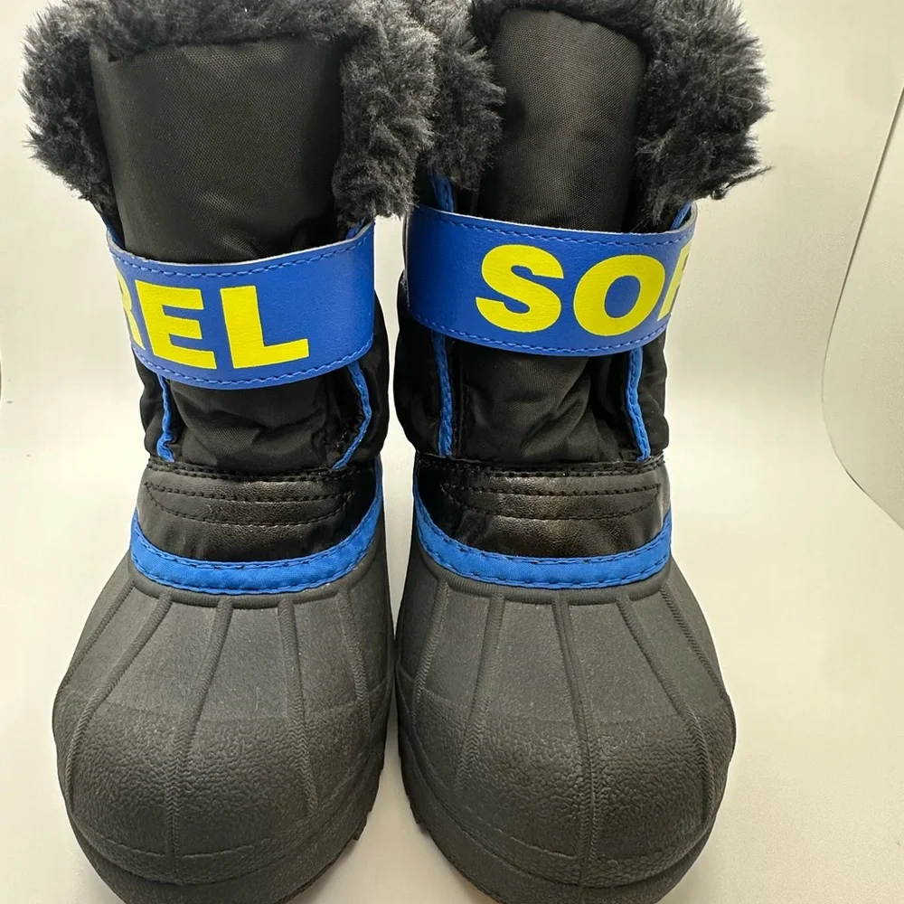 Sorel Children's Black‎ & Blue Snow Boots with Yellow Logo Strap